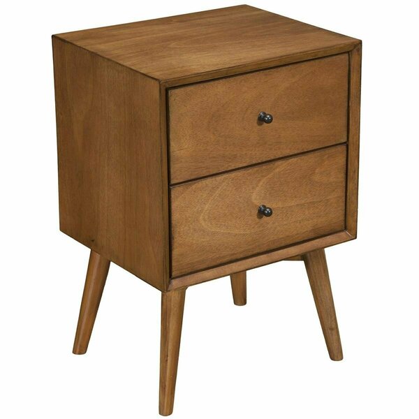 Homeroots 26 x 18 x 15 in. Brown Century Modern Wood 2 Drawer Nightstand 399263